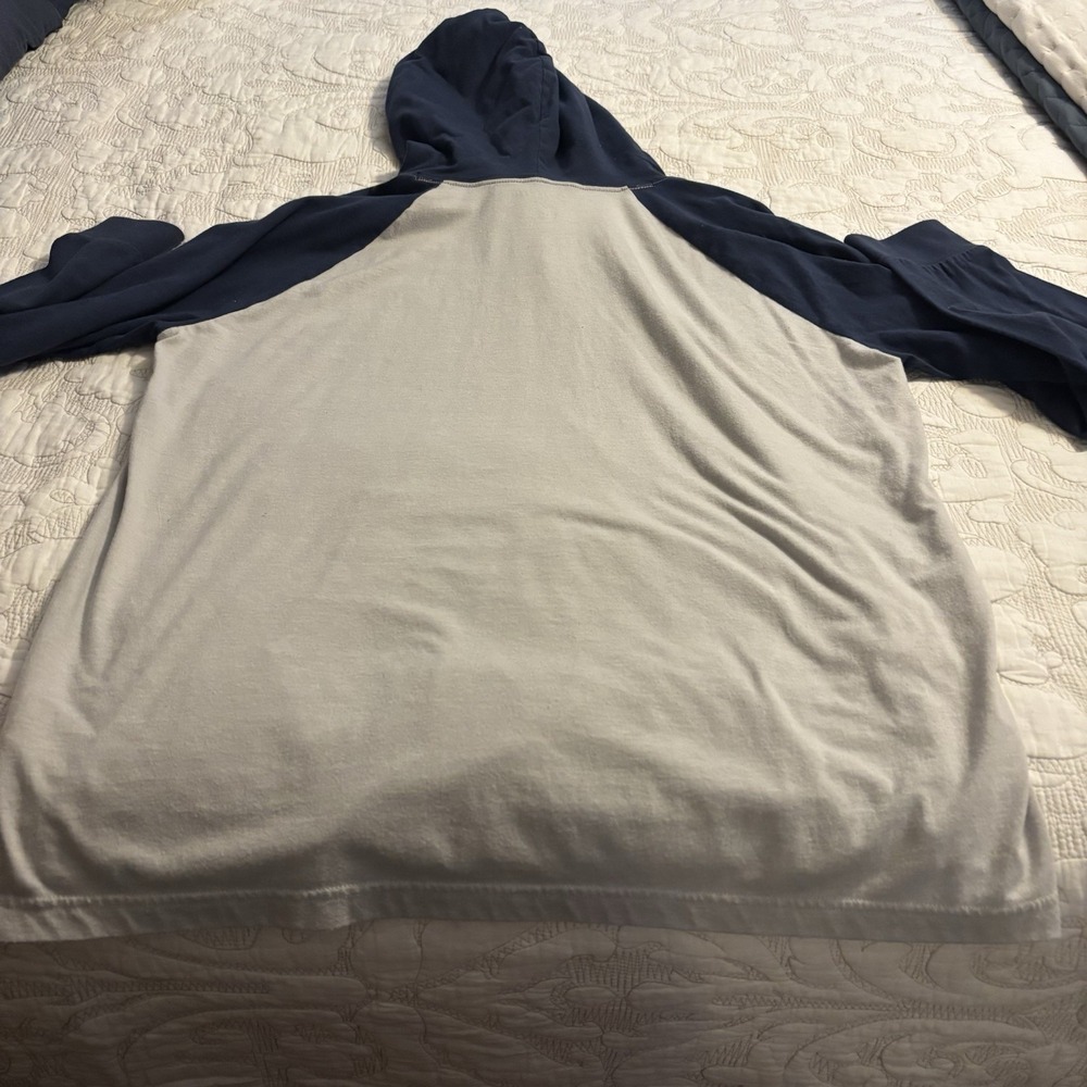 American eagle Men's L Hoodie With Drawstring And Kangaroo Pocket In Navy & Grey - Picture 3 of 4